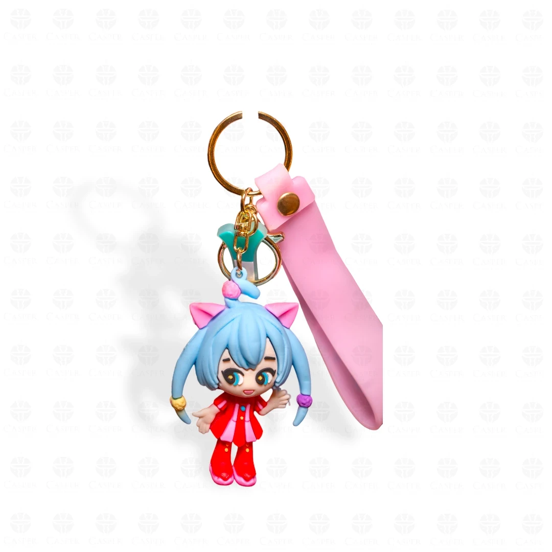 LLAVERO HATSUNE MIKU VESTIDO A RAYAS CELESTE