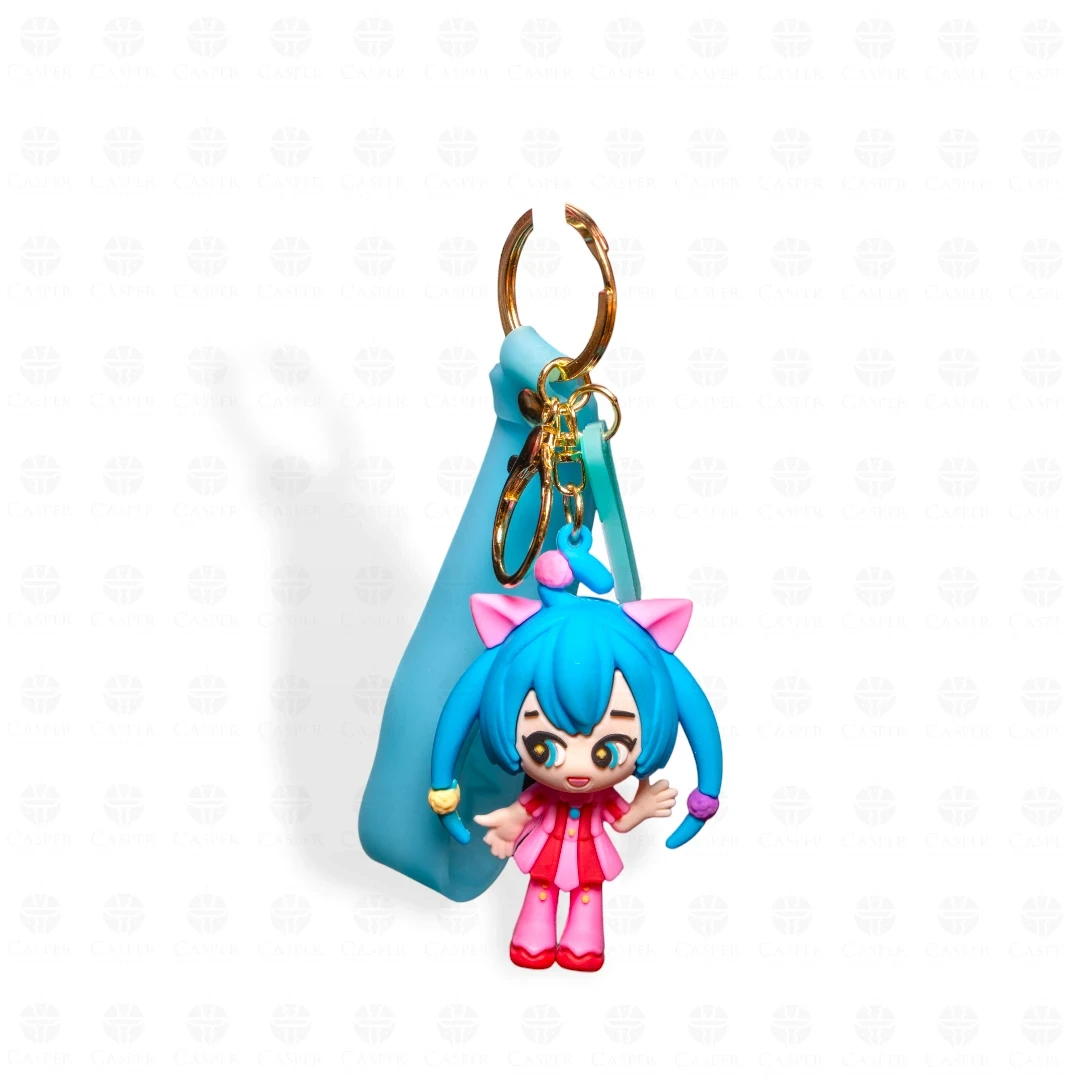 LLAVERO HATSUNE MIKU VESTIDO A RAYAS AZUL